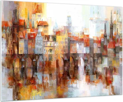 Produktbild von Bilder auf glas - Stadt Mietshaus - 100x70cm - Glasbilder - Wandbilder - Kunstdruck - zum Aufhängen bereit - Wanddekoration aus Glas - Glas Bilder - Wandbild auf Glas - Einteilig - GAA100x70-3476