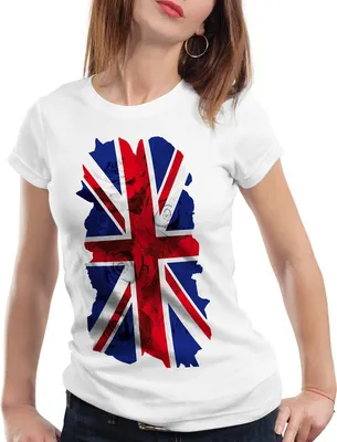 Produktbild von style3 GB Jack Union Rosen T-Shirt Damen großbritannien england london flagge, Farbe:Weiß, Größe:XL