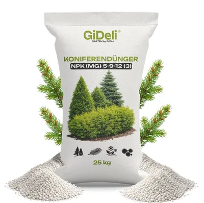 Produktbild von Koniferendünger 25kg NPK 5-9-12 Thuja Hecke Zypresse Nadelbäume Magnesium GiDeli