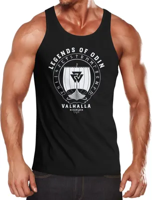 Produktbild von Herren Tank-Top Legends of Odin Valhalla Vinkings Wikinger Muskelshirt Muscle Shirt Neverless® schwarz S