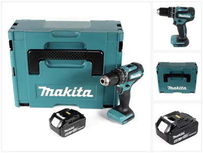 Obrázek produktu pro Akumulátorová příklepová vrtačka Makita DHP 485 G1J 18 V 50 Nm bez kartáčů + 1x akumulátor 6,0 Ah + Makpac - bez nabíječky