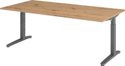 Produktbild von bümö Schreibtisch Serie-XB - Nachbildung: Asteiche, Gestell: Graphit, Größe:  200 x 100 cm