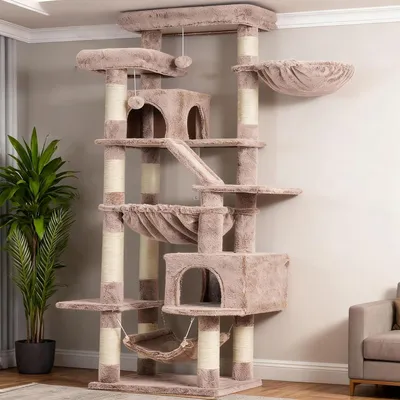 Produktbild von Kratzbaum - Katzenbaum - Kratzmöbel - Katzenkletterbaum - Katzenmöbel - Rauchgrau - 180 cm hoch
