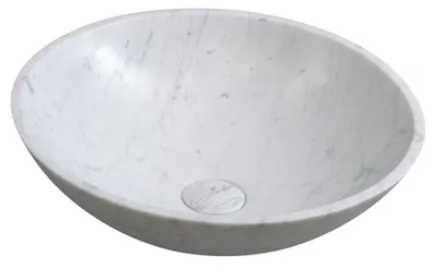 Produktbild von Sapho BLOK Stein-Waschbecken zum Aufsetzen Durch. 42cm, weißer Carrara matt
