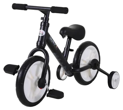 Produktbild von HOMCOM Laufrad Kinderfahrrad Lauflernrad Stützräder Pedale 2-5 Jahre Schwarz