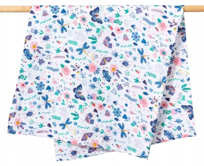 Obrázek produktu pro Jukki mušelínová plena 120x120 cm – zavinovačka a osuška, 100% bavlna – Butterfly Dreams