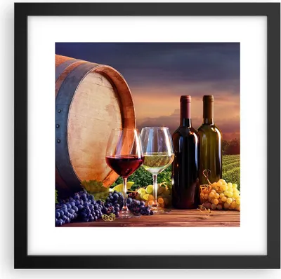 Produktbild von Gerahmtes Poster - Schwarzer Rahmen - Wein Weinberg Sommer - 30x30 cm - Wand Bild - Wanddeko - Wandbilder - Kunstposter - Wandposter - Bilderrahmen - Bilder - Kunstdruck - Wandbild - P2BAC30x30-4125