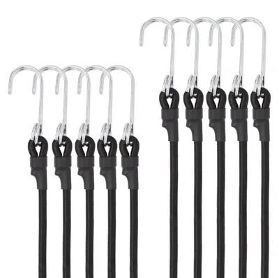 Obrázok produktu pre Sada 10 gumičiek s háčikmi, čierna, dĺžka 30 cm, priemer 8 mm