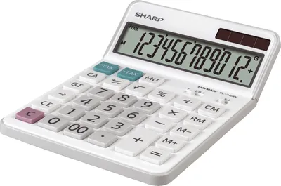 Produktbild von Sharp EL-340W, Desktop, Display-Rechner, Display klappbar, Akku, Weiß