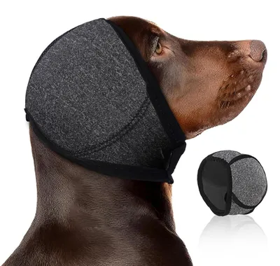 Productafbeelding van Honden-oorkap, maat L, verstelbare en comfortabele oorkap voor honden, grijs