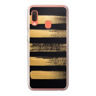Produktbild von MuchoWow® Handyhülle Schutzhülle Hülle für Samsung Galaxy A20e Muster aus goldener Farbe auf schwarzem Hintergrund Silikon Softcase Handy Hülle - Abdeckung