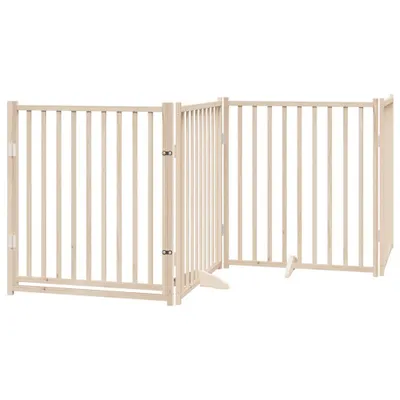 Obrázok produktu pre Psia bránka s dvierkami, skladacia, 4 panely, 320 cm, masívne jedľové drevo
