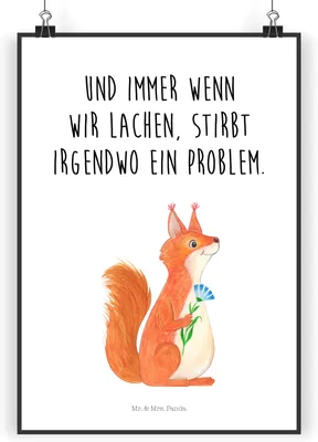 Produktbild von Mr. & Mrs. Panda Bild Eichhörnchen Blume DIN A5 - Weiß - Geschenk, Wandbild, Plakat, Spaß, Posterdruck, Spruch Positiv, Eichhorn, Motivation Sprüche, wanddeko, Lustige