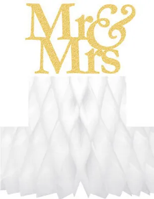 Produktbild von 6x Wabenball "Mr & Mrs" aus Papier schwer entflammbar 24cm