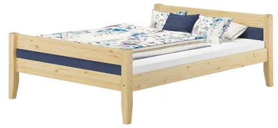 Produktbild von Massivholzbett Kiefer 160x200 mit wählbarem Farbpolster V-60.52-16oR