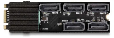 Productafbeelding van DELOCK Converter M.2 2280 Key B+M naar 5 x SATA met koellichaam, M.2, SATA, Mannelijk, SATA, Zwart, Passief
