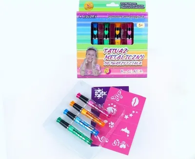 Image de Stylo de tatouage métallique pour le corps et le visage, 4 couleurs