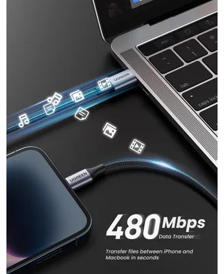 Produktbild von Ugreen 60759, 1 m, USB C, Lightning, Schwarz, Silber, Stecker, Stecker