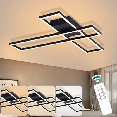 Obrázek produktu pro ZMH Stropní svítidlo do obývacího pokoje LED stropní lampa 42 W Lampa do obývacího pokoje Plynule stmívatelná lampa do kuchyně Černá stropní svítidla Stropní osvětlení do kuchyně