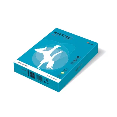 Produktbild von Kopierpapier MAESTRO Color Intensiv A4 80g/m² 500 Blatt wasserblau. Packung mit 5 Stück