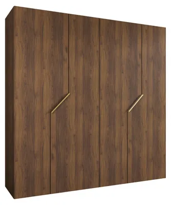 Produktbild von MEBLE KRYSPOL Schrank 200x202x52 cm mit Kleiderstange, 4xTür, ANDREW, Warmia-Nuss, Griff Gold