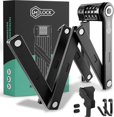 Immagine prodotto di Lucchetto per bicicletta, 120 cm, pieghevole, antieffrazione, lucchetto per bicicletta, alta sicurezza, con supporto e accessori, inossidabile, lucchetto per bicicletta, facile da montare