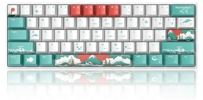 Produktbild von 60% Mechanische Gaming Tastatur mit Red Switches, 61 Tasten PBT Keyboard RGB, kompakte USB Tastatur mit abnehmbarem Kabel