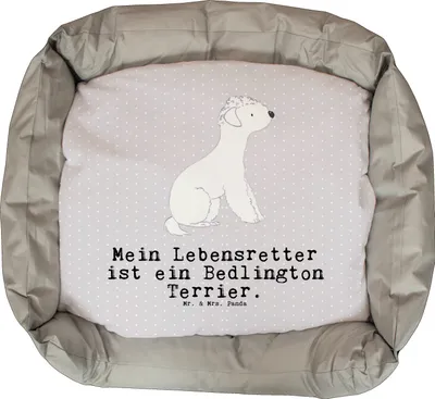 Produktbild von Mr. & Mrs. Panda Hundekissen Bedlington Terrier Lebensretter - Grau Pastell - Geschenk, Welpen, Muttertag, Geburtstag, Valentinstag, Hund, Ostern