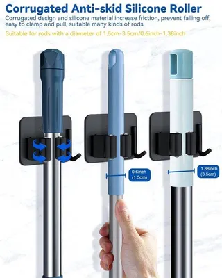 Immagine prodotto di 4 supporti da parete per carriole, porta attrezzi autoadesivi con ganci, supporti per carriole in acciaio inossidabile, porta attrezzi da giardino senza foratura, supporti da parete, porta attrezzi da giardino, supporti per carriole