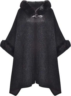 Produktbild von Poncho Warm – Gestrickter Poncho – Kapuze – Einheitsgröße – Weiche Acrylfasern – Brustweite 105 cm – Schal