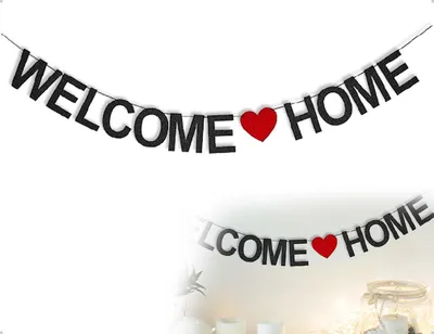 Willkommensbanner für Zuhause, schwarz, 1 Stück, 1 x 2 cm
