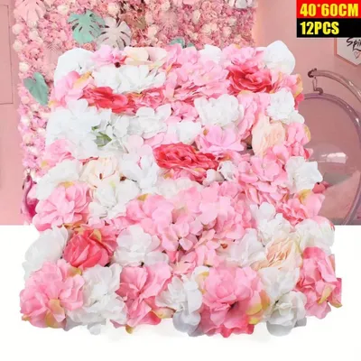 Produktbild von Blumenwand - Künstliche Seidenblumen - 12 Paneele - 40 x 60 cm - Hochzeit, Valentinstag, Wohnungsdekoration - Mehrfarbig