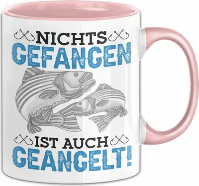Produktbild von Angler Tasse Geschenk Hecht Nichts Gefangen Ist Auch Geangelt Geschenkidee Angeln (Rosa)