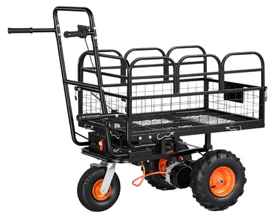 Produktbild von SucceBuy Elektro-Gartenwagen, 36V 432Wh Akku-betriebener Transportwagen, 500W Schubkarre mit 90°-Kippmechanismus & Bremse, 226 kg Tragfähigkeit, Stabiler Stahlwagen für Gartenarbeit & Landwirtschaft