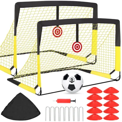 Imagen del producto de Portería de fútbol plegable - 120 x 90 cm - Barras de fibra de vidrio - Red de poliéster - Ideal para jardín y entrenamiento