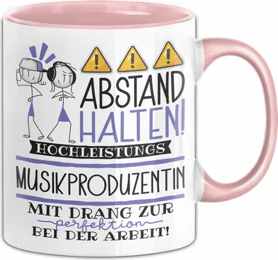 Produktbild von Musikproduzentin Tasse Geschenk Lustig Abstand Halten Hochleistungs-Musikproduzentin Mit Drang Zur Perfektion Bei Der Arbeit (Rosa)