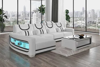 Produktbild von Couch Ecksofa L Form Liege Weiß Modern Ledersofa Sofas Sofa Couchen