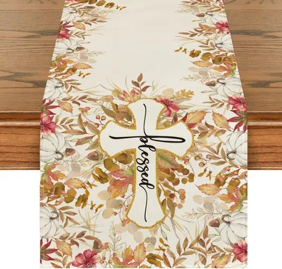 Zdjęcie produktu dla Bieżnik na stół - Artoid fashion cross liście eukaliptusa jesień 40x140cm