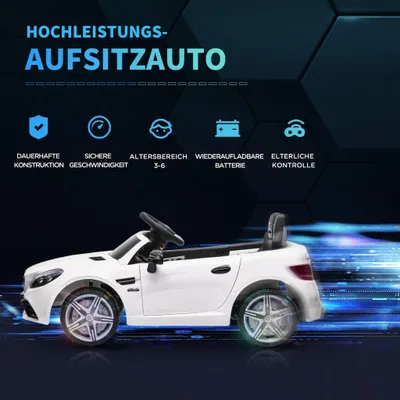 Produktbild von Elektroauto Für Kinder Ab 3 Jahren, Kinderfahrzeug Mit Fernbedienung, Kinderauto Mit Led-Scheinwerfern, Sicherheitsgurt, Hupe, Musik, Weiß