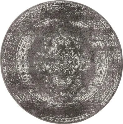 Image de benuta tapis vintage salon Sia Gris ø 160 cm rond tapis de salon chambre doux oriental