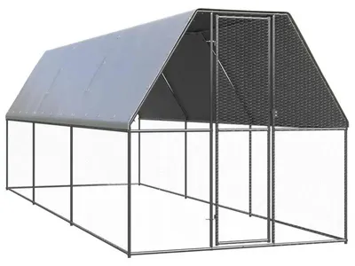Obrázok produktu pre Vonkajšie ohrady pre slepice – kurník s rozmermi 3 x 12 x 2 metre – rám z nehrdzavejúcej ocele – vodotesná strecha z polyetylénu – vhodné pre slepice, kačice a drobné zvieratá
