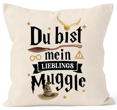 Produktbild von Kissenbezug Du bist mein Lieblingsmuggle Lieblingsmensch Geschenk Partner Freund beste Freundin Moonworks® natur standard
