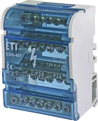 Produktbild von ETI Polam | Verteilungsblock EDB-407 - 125A - Grau - 4 Pole - Hochwertige Isolierung - Ex-schutz