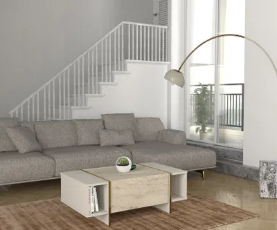 Produktbild von Skye Decor, Veyron - Travertine, Sandstone, Couchtisch, Travertin, 100% MELAMINBESCHICHTETE SPANNPLATTE, 103,8 x 60 x 37,3 cm