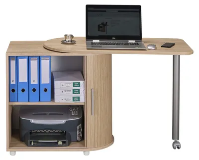 Produktbild von SIMMOB Modularer Schreibtisch mit Rollladen Computertisch 75 x 131 x 55 cm, Farbe:Eiche