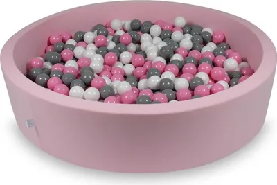 Produktbild von Bällebad 130x30cm rosa – Mit 600 Bällen / weiß, grau, puderrosa