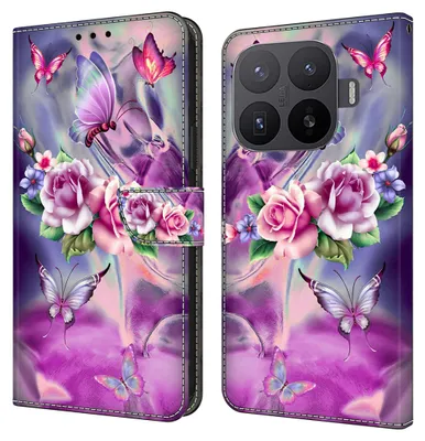 Imagen del producto de Funda tipo libro de cuero sintético para Xiaomi 17T Pro, con tapa, compartimento para tarjetas y diseño con motivo