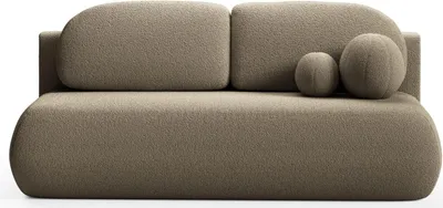 Produktbild von LIKMA Braun Sofa Como 210x85x100 cm mit Schlaffunktion und Bettzeugbehälter, Schlafsofa mit Bettkasten, Modernen Klappsofa Sofa Couch mit Kissen, Gästebett Bettsofa Stoff: Bouclé Lambi 4