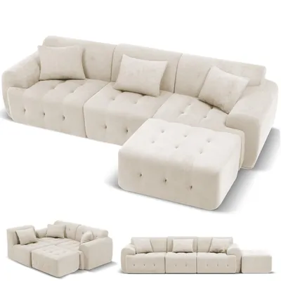 Immagine prodotto di Divano ad angolo COMHOMA, 245 x 60 x 40 cm, divano modulare con funzione letto, divano letto, divano a L per soggiorno, imballato sottovuoto, combinabile in modo flessibile
