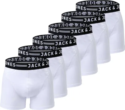 Produktbild von JACK&JONES Herren Boxer Shorts, 6er Pack - SENSE TRUNKS, Baumwoll-Stretch Weiß 2XL